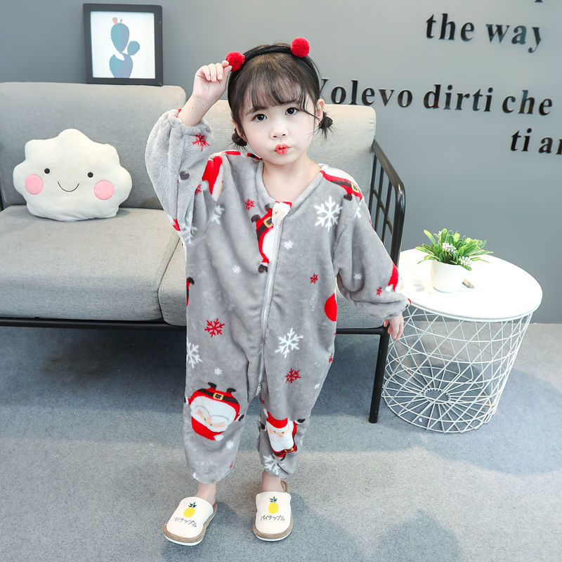 Thumbnail: Winter Flannel Soft Warm Pajamas Animal Cartoon Boys Jumpsuit Pyjamas for Girls 