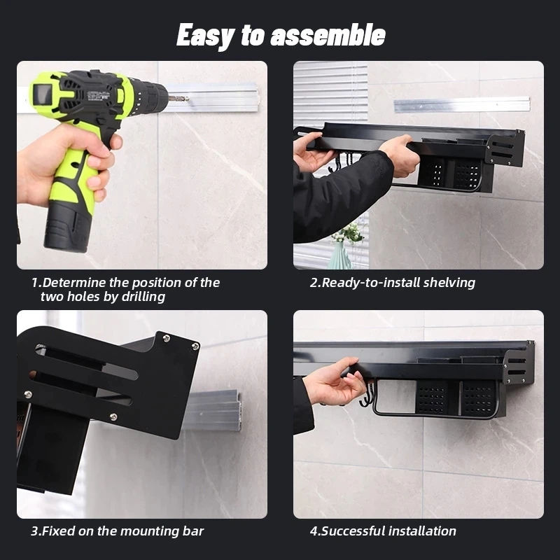 Thumbnail: Kitchen Organizer Shelf Wall-mounted Spice Storage Rack Kitchen Knife Holder Wal