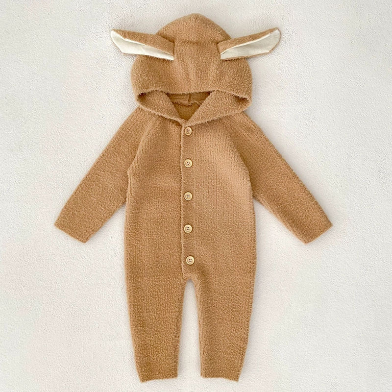 الصورة المصغرة: Winter Baby Clothes Rabbit Ears Cartoon Baby Rompers Pajamas Cotton Infant Boy G