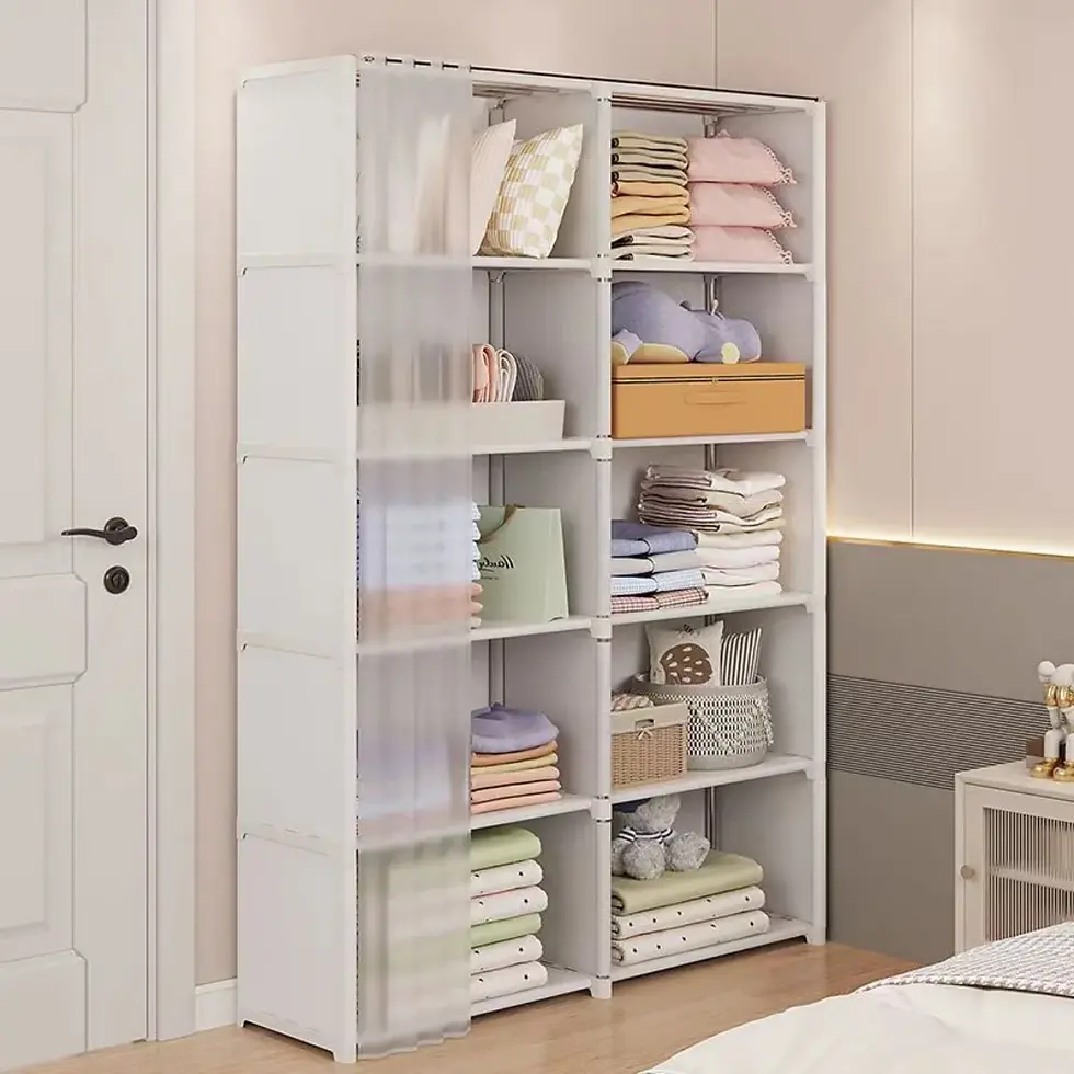الصورة المصغرة: 6/5 Layers Dustproof Wardrobe High Capacity Partition Bookshelf Bedroom Open Sim