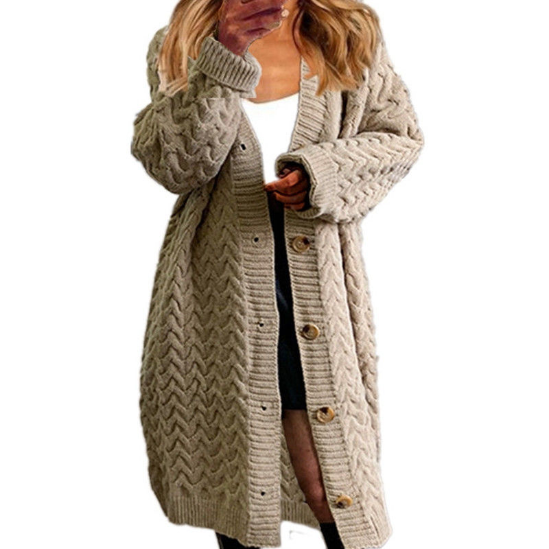 الصورة المصغرة: Cardigan Women Sweaters European American New Long Sleeve Knit Long Sweaters Wom