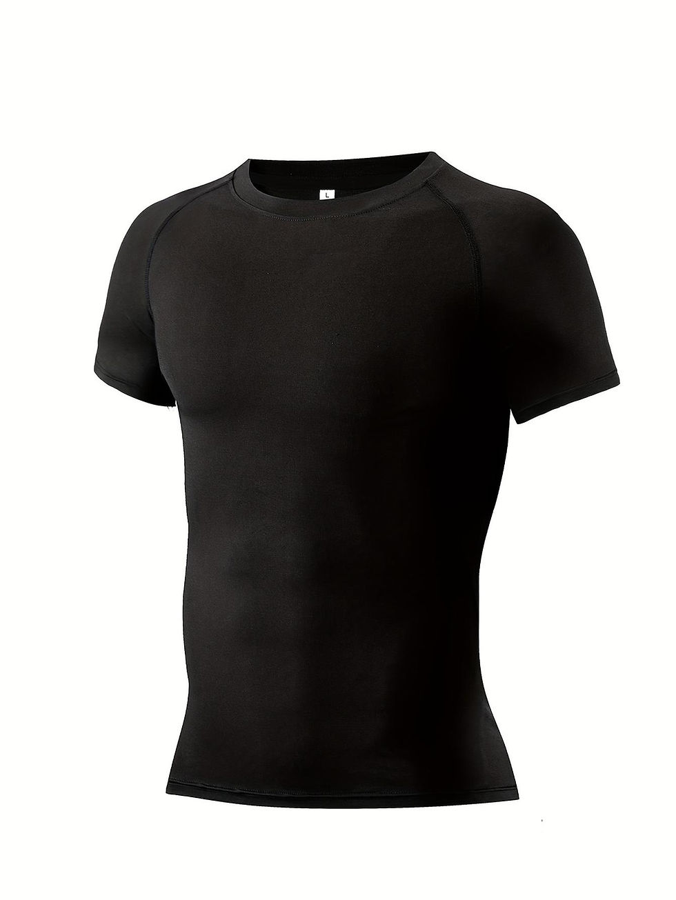 الصورة المصغرة: Black Short Sleeve Summer Men's High Elasticity Top, Quick-Dry Tight-Fitting Spo