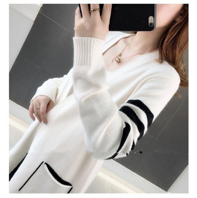 الصورة المصغرة: Thickened Medium to Long Sweater Cardigan for Women with a Lazy Loose Style Wome