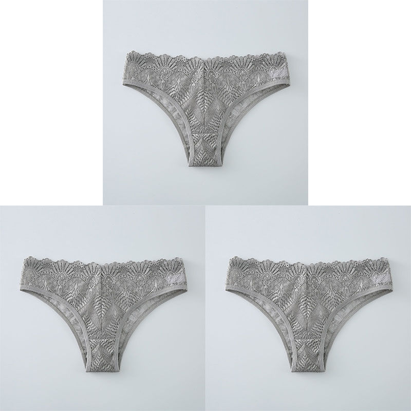 الصورة المصغرة: 3pcs Exquisite Lace Hollowed Out Charm Tempt Female Underwear Sweat Wick Breatha