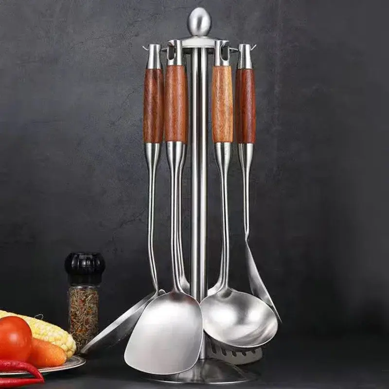 Thumbnail: 1 Pc Kitchen Utensil 304 Stainless Steel Cookware Rosewood Handle Spatula Househ