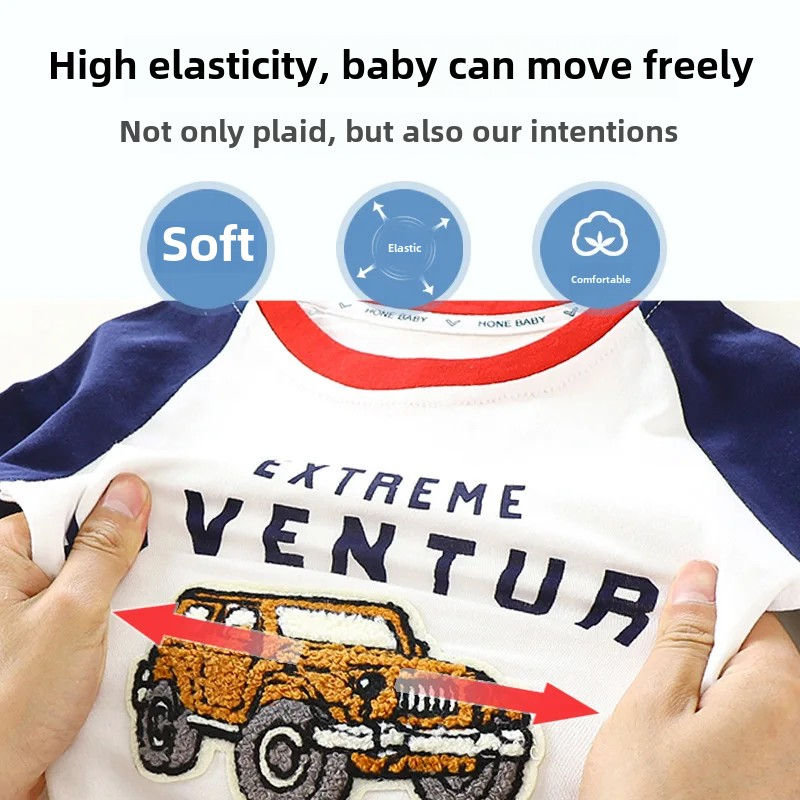 الصورة المصغرة: New 2025 Spring Autumn Cotton Patchwork Children's T-shirt Long Sleeve Boy Girl 