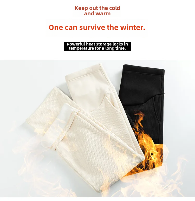 Thumbnail: Maternity Pants Straight-leg Fleece-lined Winter Spring Autumn Outerwear Belly S