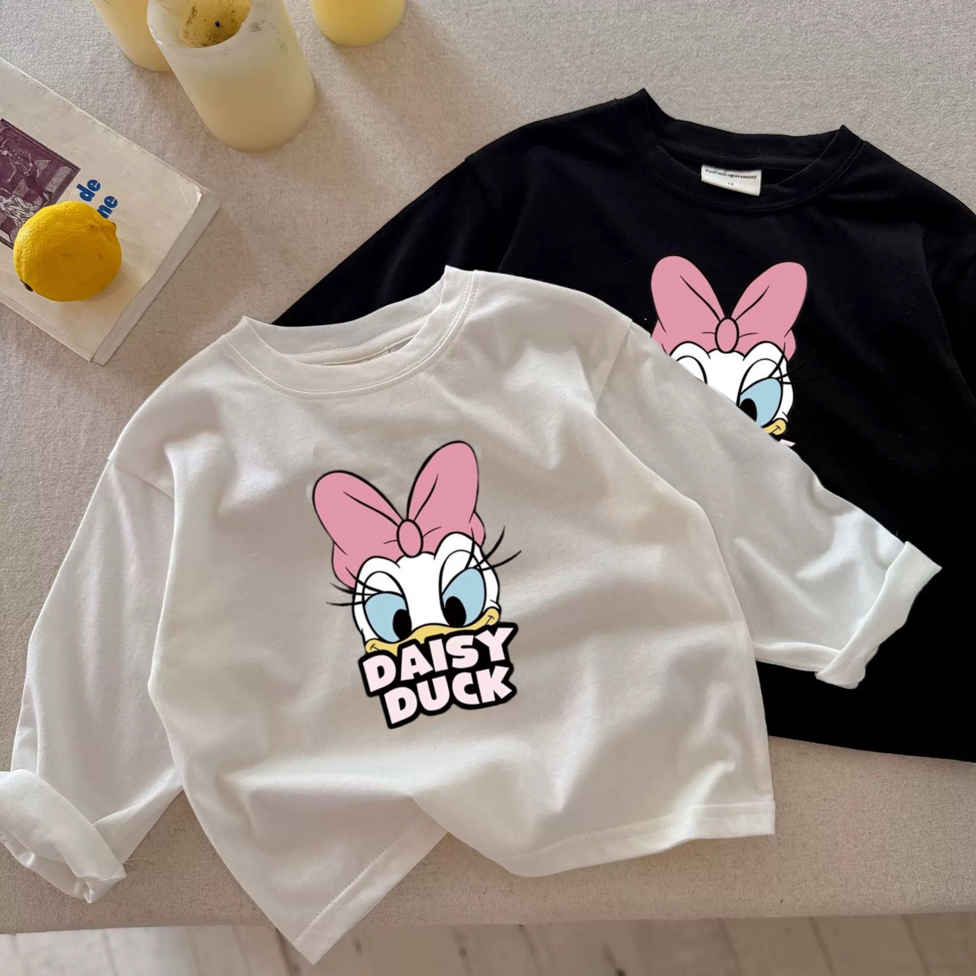 Daisy Duck T-shirts New Design Clothes White Black Simple Long-sleeved Tees For 