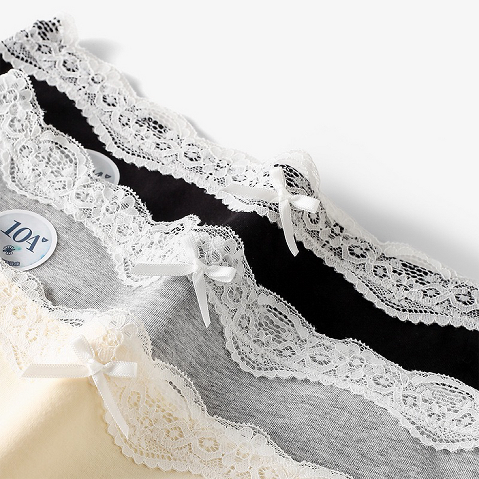 الصورة المصغرة: 3pcs Women's Mid-Waist Lace Panties Pure Cotton Durable Breathable Female Underw