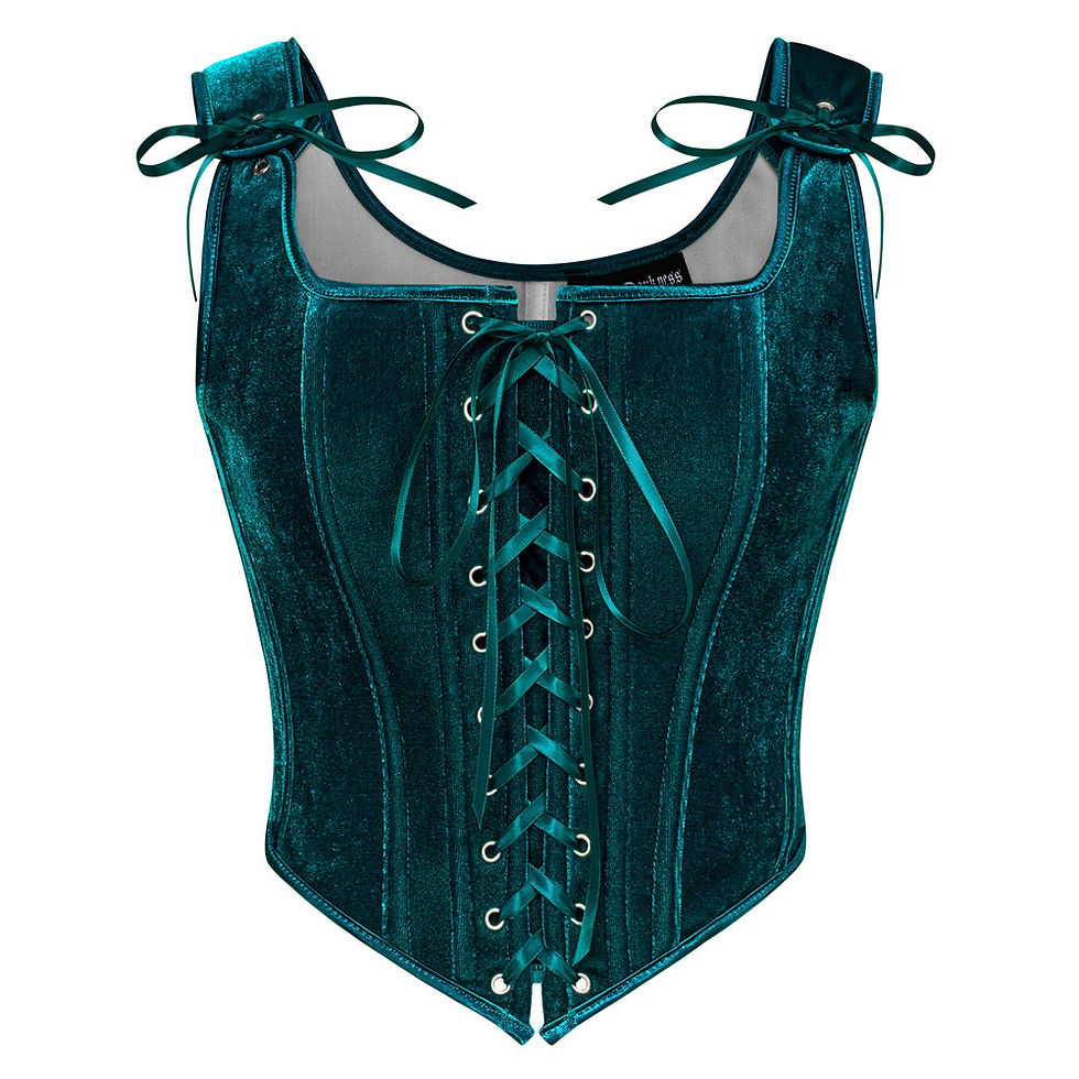 الصورة المصغرة: SD Women Tank Tops Vintage Renaissance Velvet Corset 12 Bones Square Neck Cross 