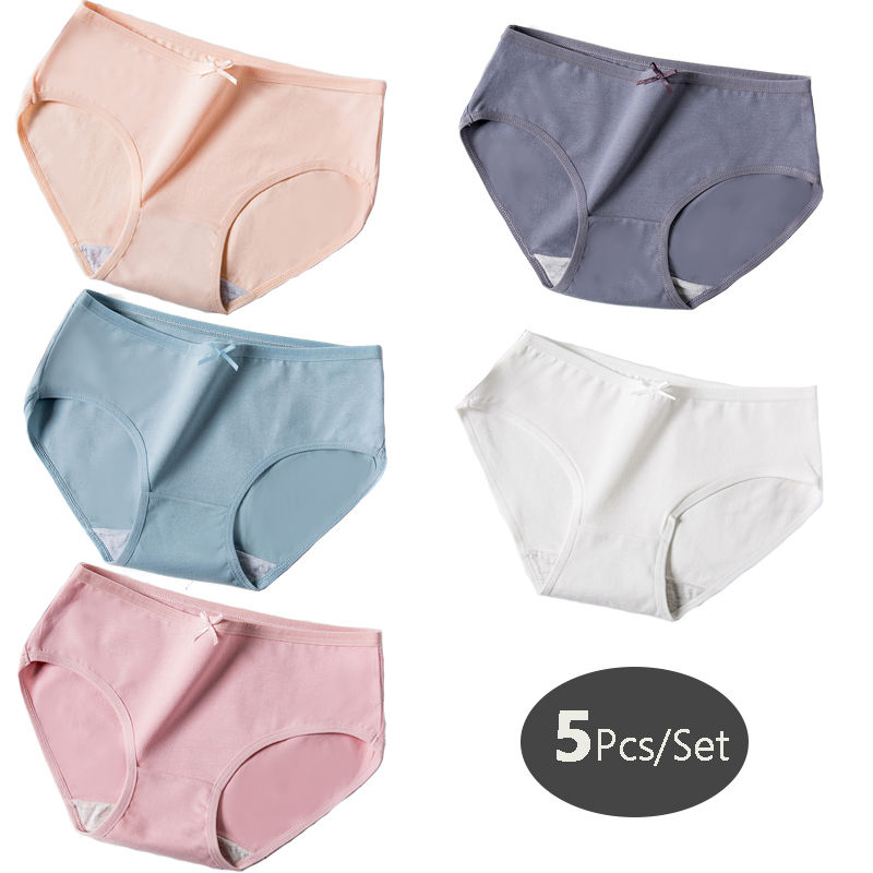 الصورة المصغرة: 5Pcs/Set Women's Cotton Panties Breathable Lingerie Cute Print Girls Briefs Sexy