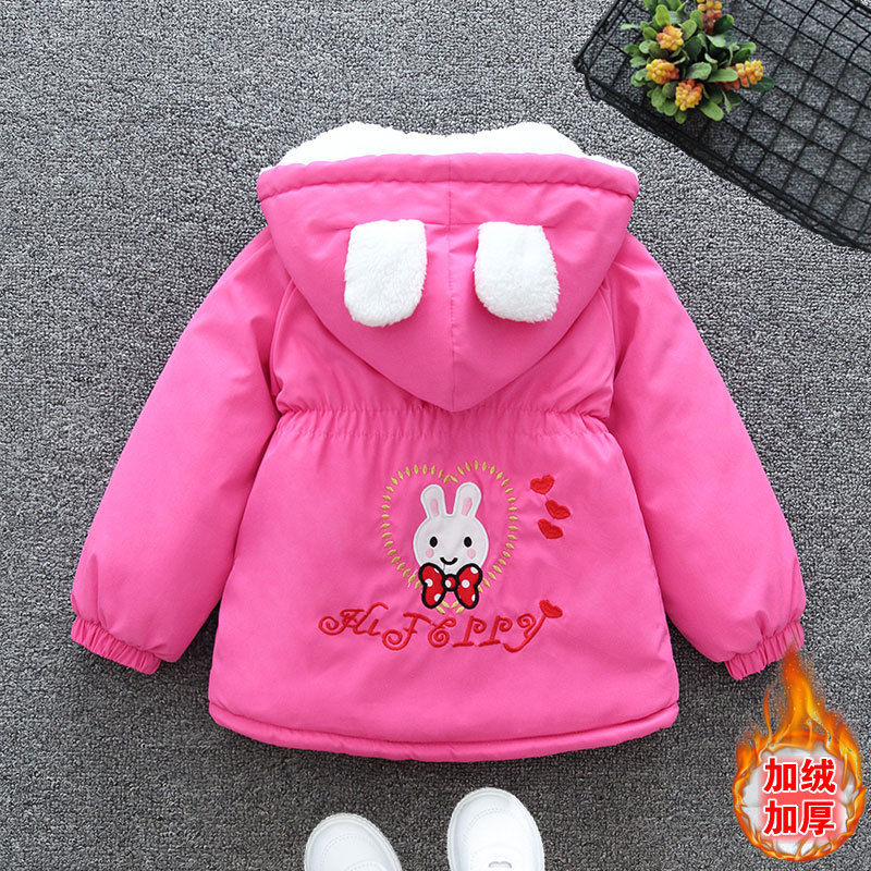 New Autumn Winter Warm Girls Jacket Cute Rabbit Embroided Coats For Girl Thick W