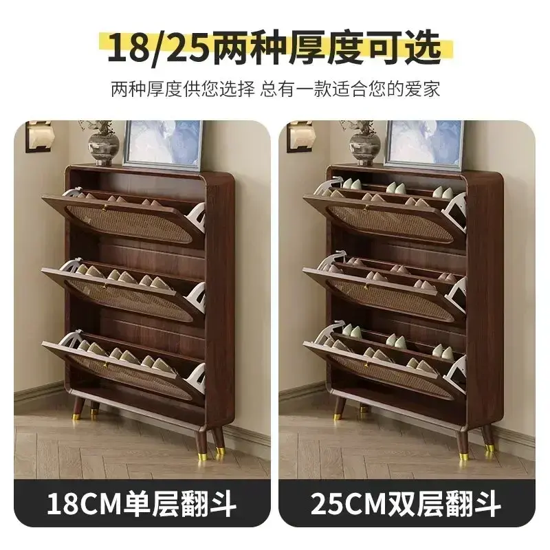 الصورة المصغرة: A Space Saving Shoe Rack Display Wooden Nordic Low Price Hallway Slim Shoe Cabin