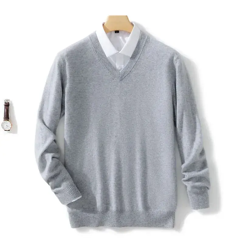 الصورة المصغرة: Wool Men's Sweaters V-neck Pullovers Cashmere Knitting Hot Sale Spring Autumn Sw