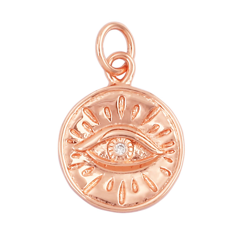 Thumbnail: Evil Eye Charm Pendant,18K Real Gold Plated Cubic Zirconia CZ Paved Religours,Je