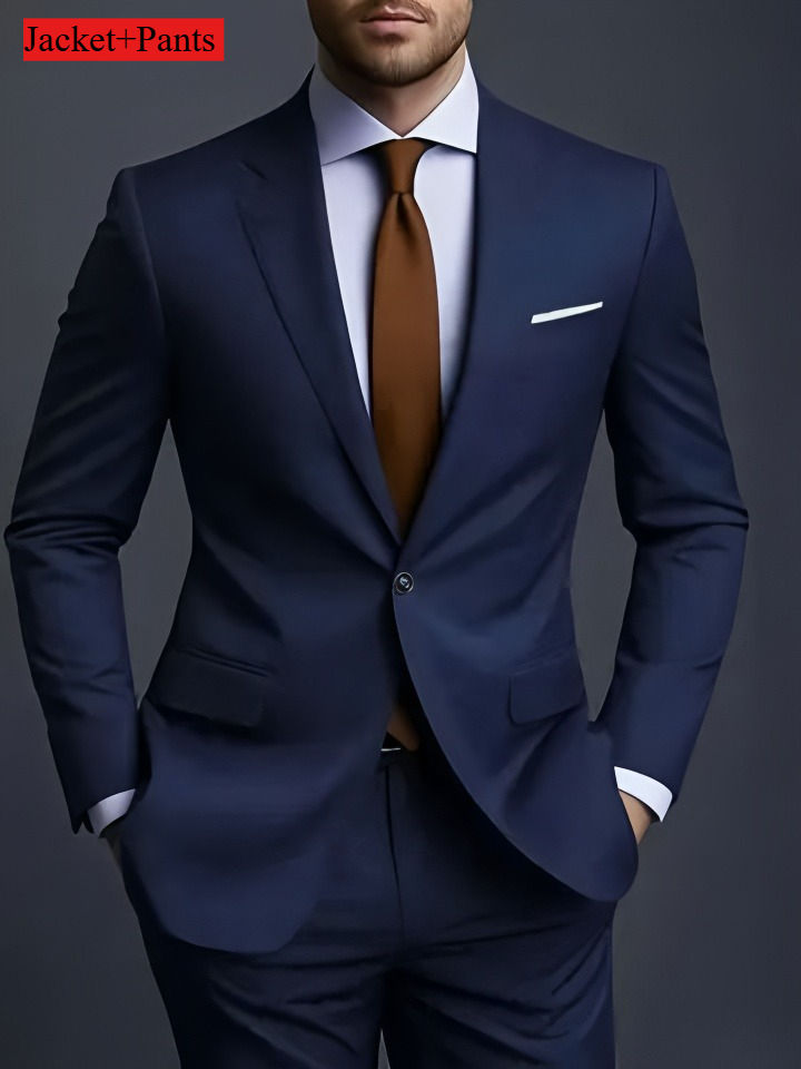 Thumbnail: Elegant Men's Suit Sets- Slim Fit Tuxedo Set for Weddings & Formal Occasions, Bl