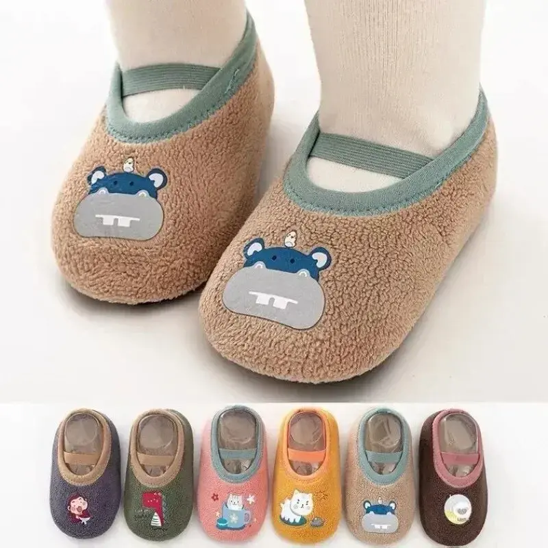 Baby Anti-slip Socks Newborn Warm Crib Floor Shoes with Rubber Sole for Children