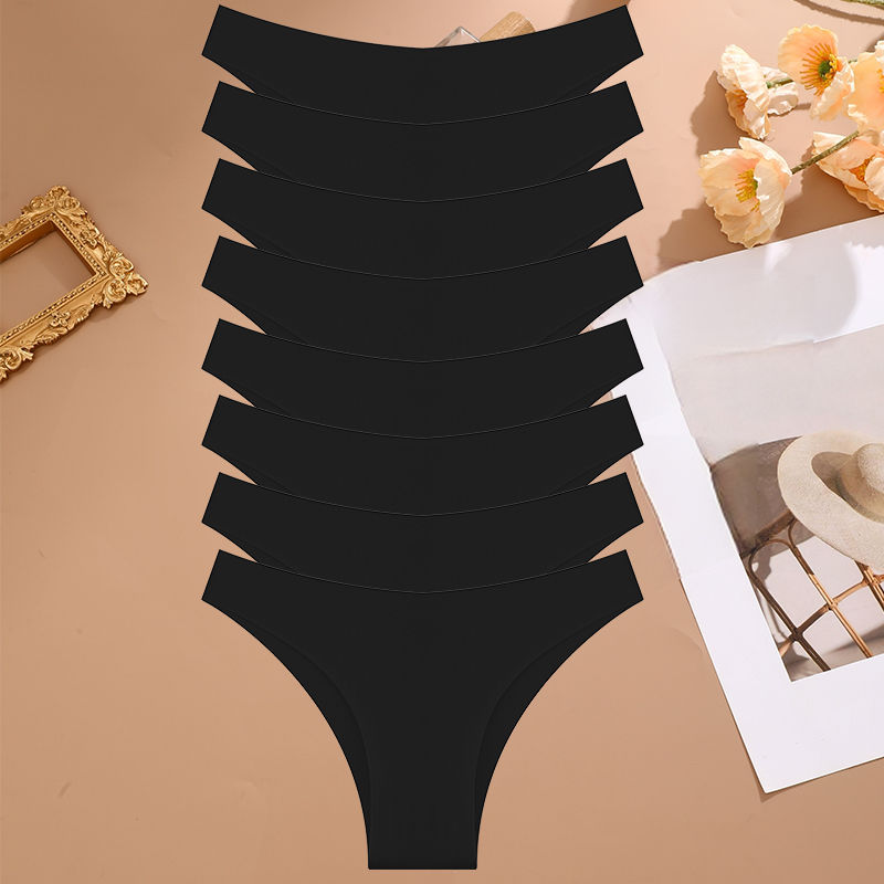 Thumbnail: FINETOO 8Pcs/Set Ice Silk Seamless Underwear Low Waisted Brazilian Pants Breatha
