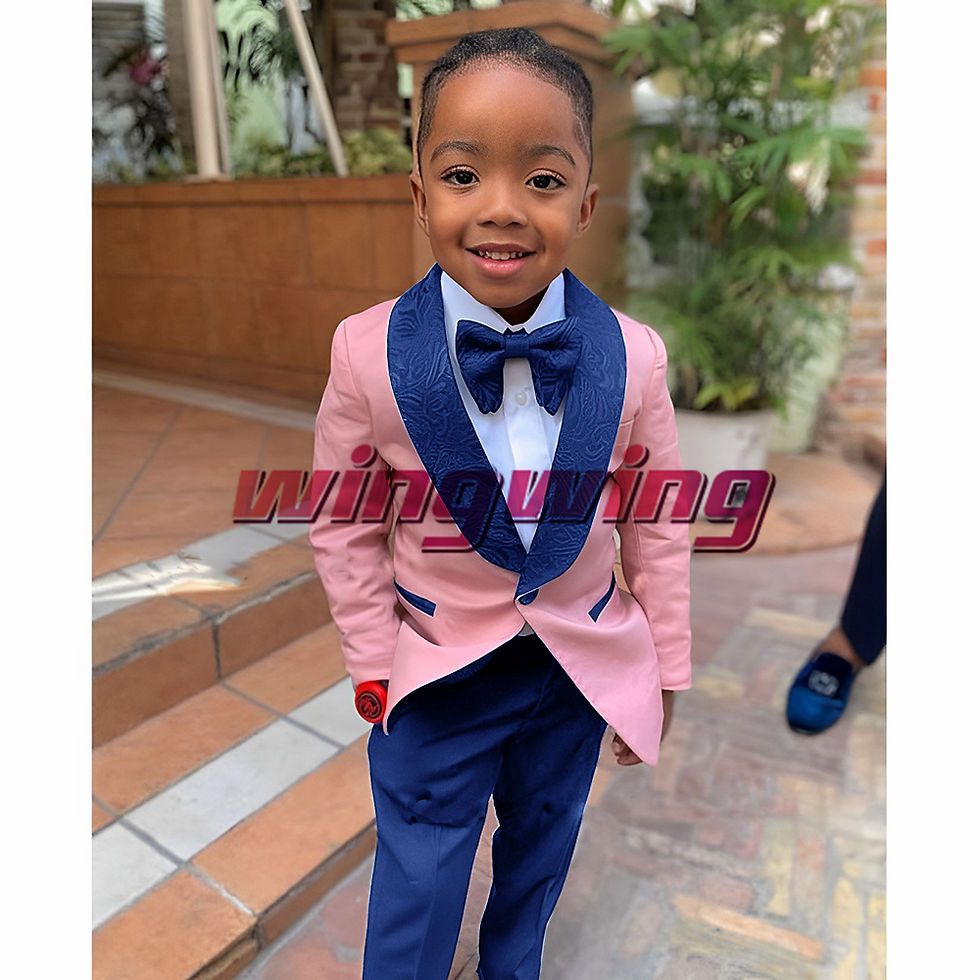 الصورة المصغرة: Suit for Boys Wedding Jacket Pants Bow Tie Set of 2 Shawl Collar Floral Blazer F