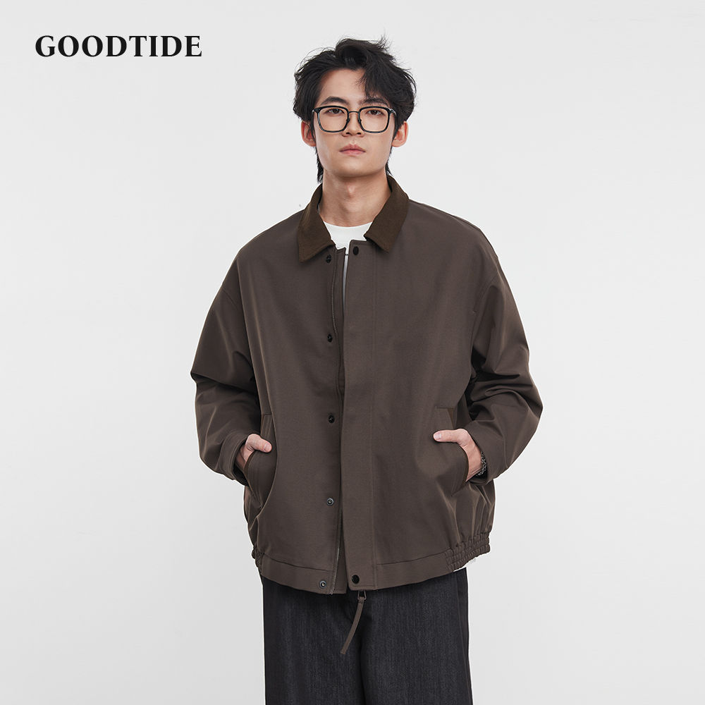 American Retro Men's Fashion Jacket 2025 Spring and Autumn New Loose Solid Color