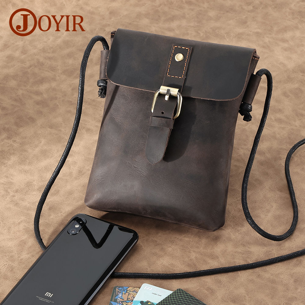 JOYIR Genuine Leather Crossbody Bag for Men Small Messenger Bags for Phone Pouc