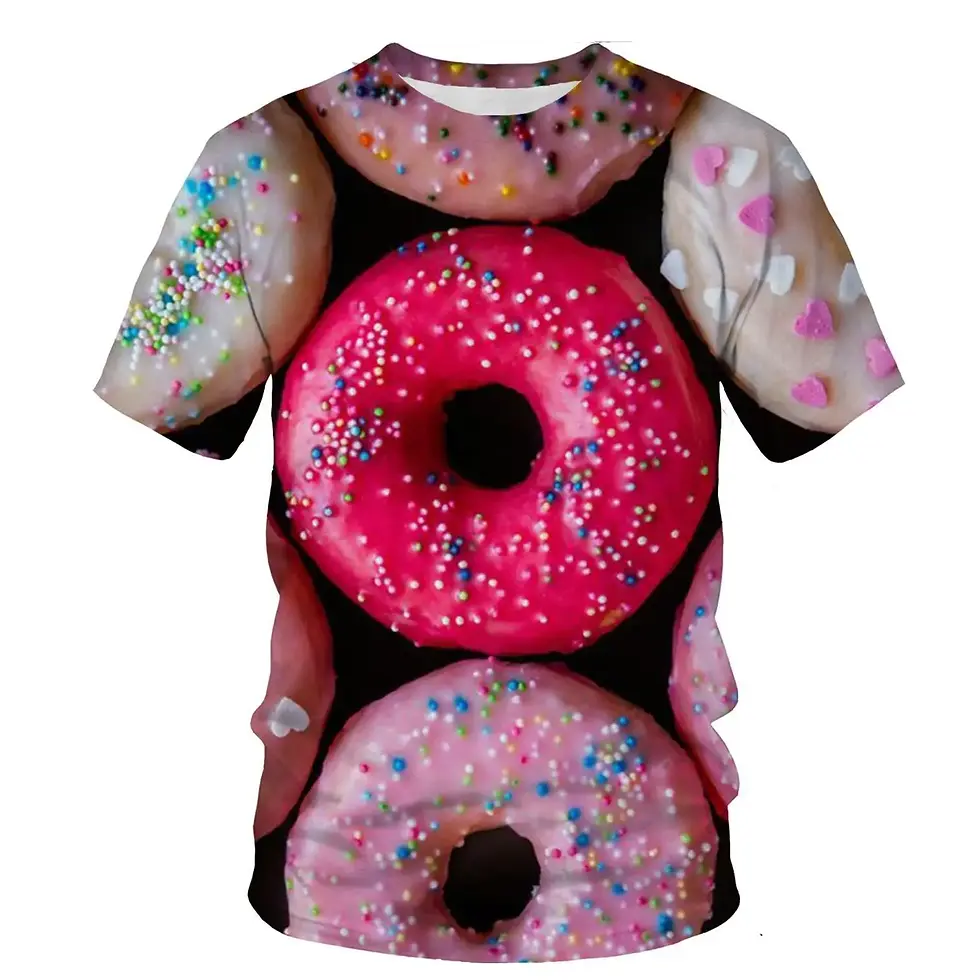 الصورة المصغرة: New Summer Fashion Men's Kids T Shirts 3d Printed Burger Fries Donuts Eggs Fun F
