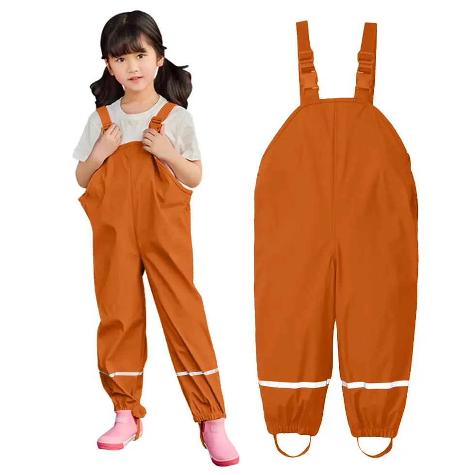 الصورة المصغرة: Children Waterproof Rain Pants Toddler Kids Boys Girls Rain Dungarees Windproof 