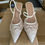 Thumbnail: Women's Mesh Floral Embroidered Slingback High Heels Female Open Heel Pearl Stud