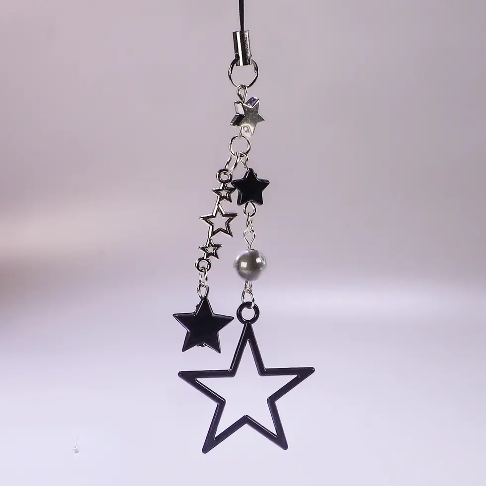 Y2K Style Metal Black Star Pendant Phone Charm Strap Sweet Cool Girl Pendant Cel