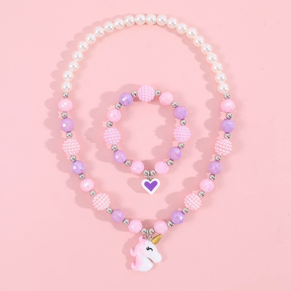 الصورة المصغرة: Makersland Transparent Ball Children's Princess Necklace Pearl Bracelet Set For 