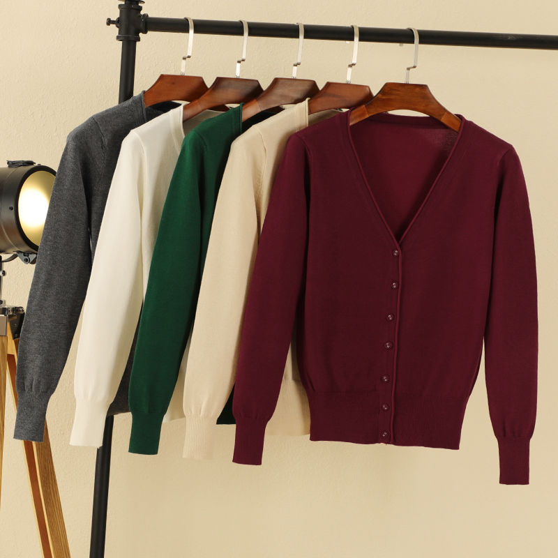 الصورة المصغرة: Black Cropped Cardigan Female Clothing Jersey Blouses Women's Coat Spring 2025 L