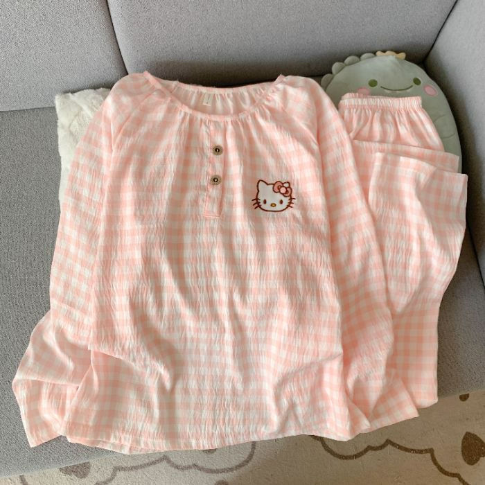 الصورة المصغرة: KT  Cloud Cotton Pajamas Women's Long Sve Home Clothes Set Spring Autumn New Sle