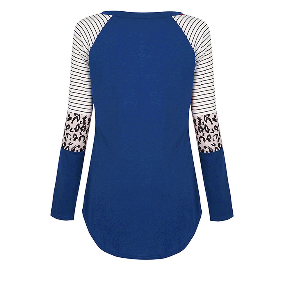 Thumbnail: Women Maternity Long Sleeve Nursing Patchwork Color Tops Breastfeeding Blouse