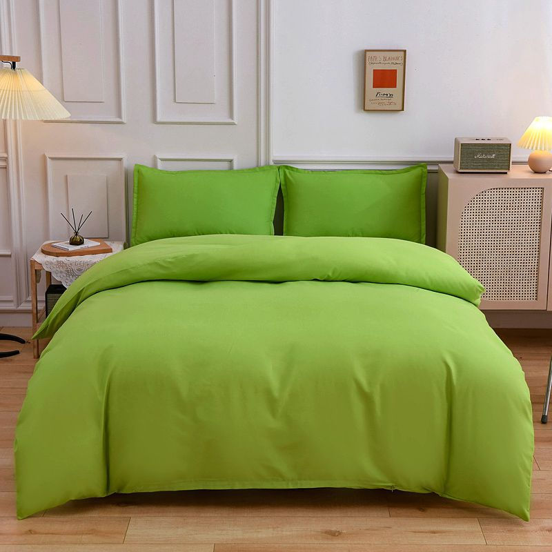 الصورة المصغرة: Solid Color Cotton Bedding Set with Duvet Cover Sheet and Pillowcases Euro Style