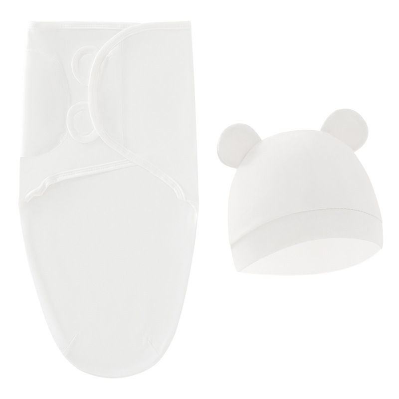 الصورة المصغرة: 0-3Months Newborn Baby Sleeping Bag With Hat Set Adjustable Baby Swaddle Blanket