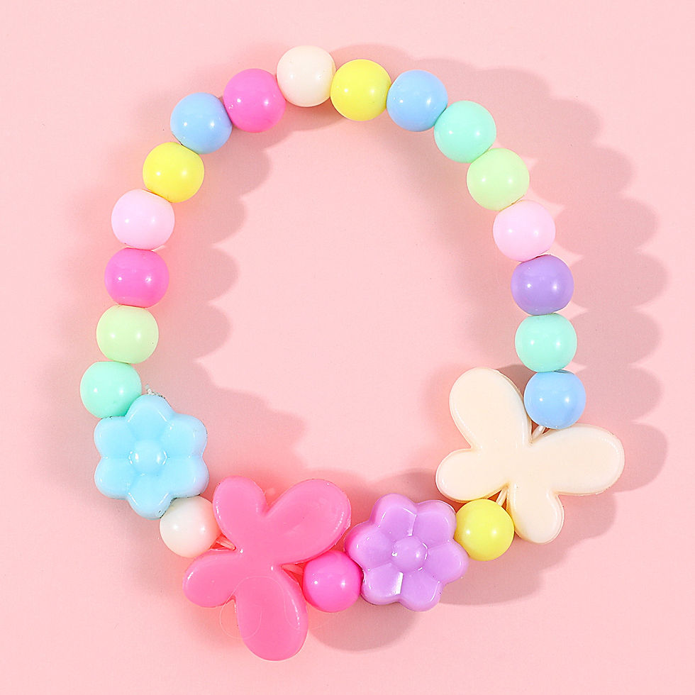 الصورة المصغرة: Makersland Children's Beaded Flower Bracelet Colorful Acrylic Flower Necklace Gi