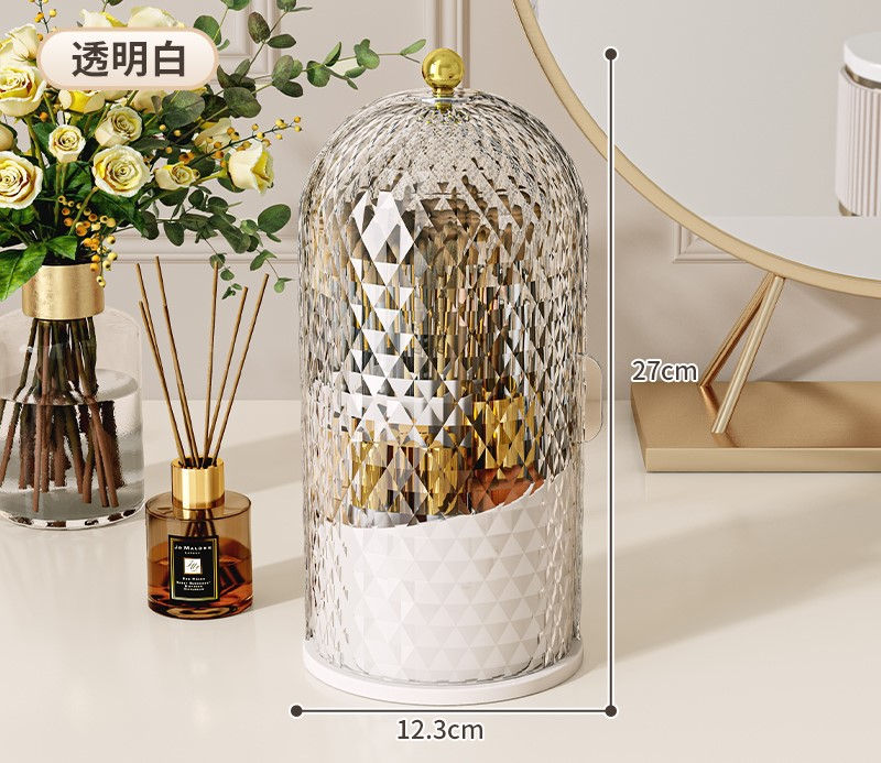 الصورة المصغرة: 360° Rotating Makeup Brush Holder With Lid Luxury Cosmetic Organizer Lipstick E