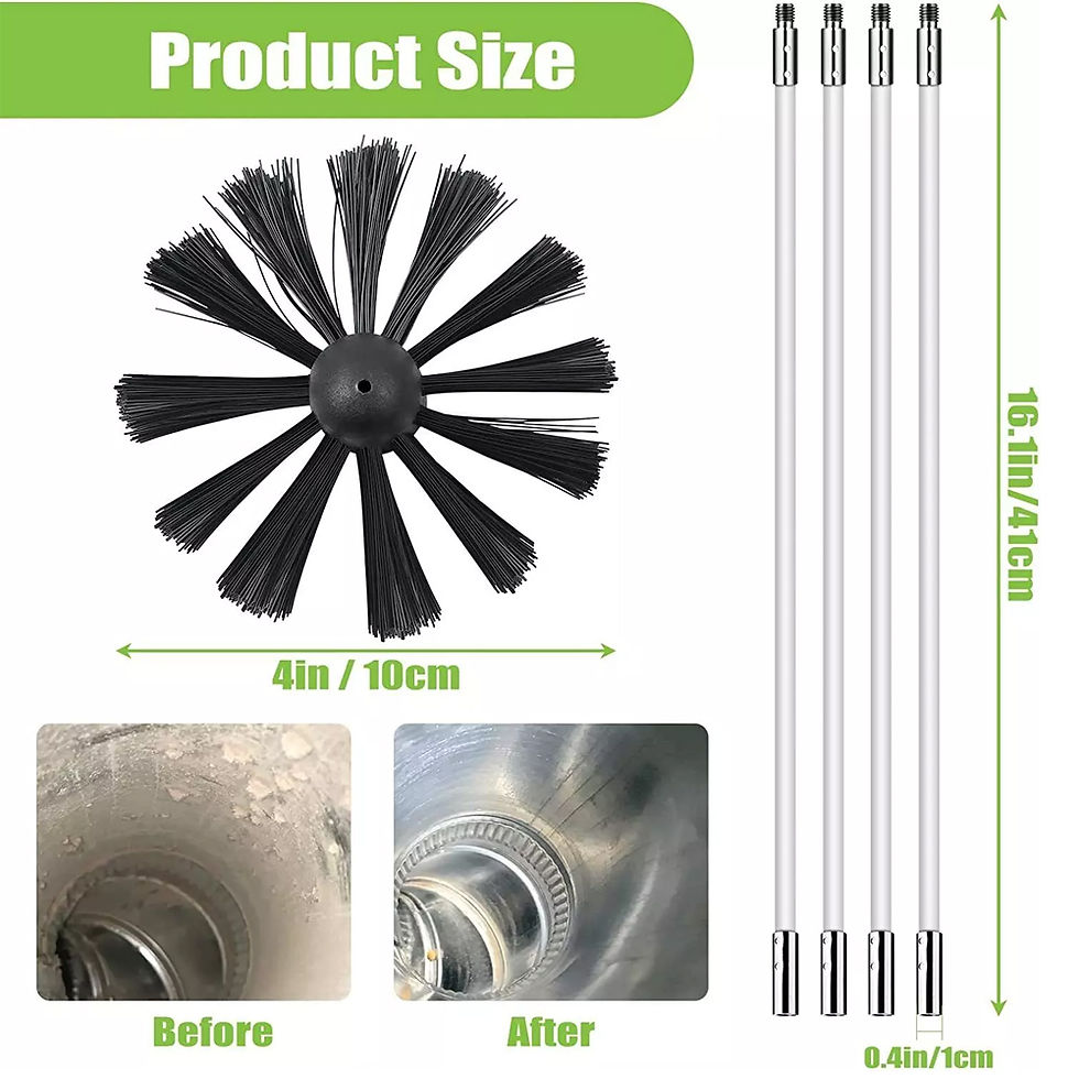 Thumbnail: Flexible Chimney Sweep Set Flue Sweeping Brush and Rod Kit Soot Cleaning Rods Ny