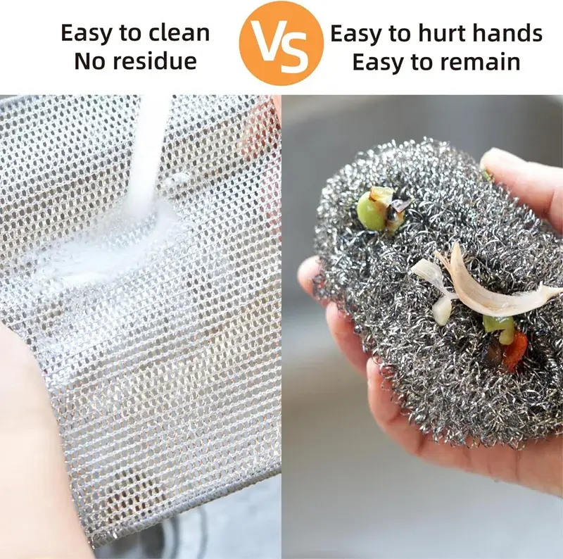الصورة المصغرة: Rags for kitchen Scrubber Wire Dishcloth Thickened Double-sided Metal Steel Clea