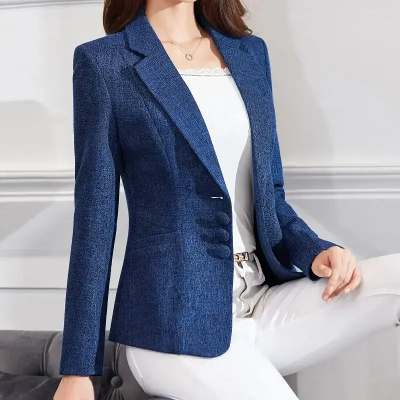 الصورة المصغرة: Fashion Women Blazers Jackets Work 2025 Office Lady Suit Slim Single Breasted Bu