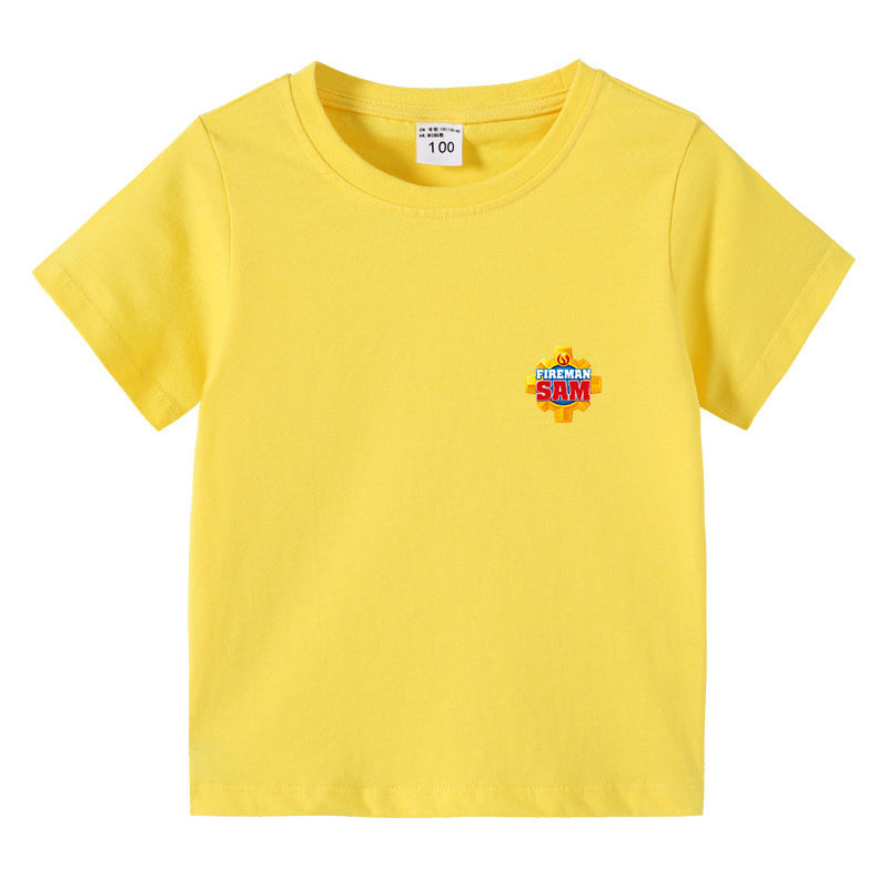 الصورة المصغرة: Kids Summer Basic T-shirt Fireman Sam Solid Color Tees 3 to 10 Years Children Cl