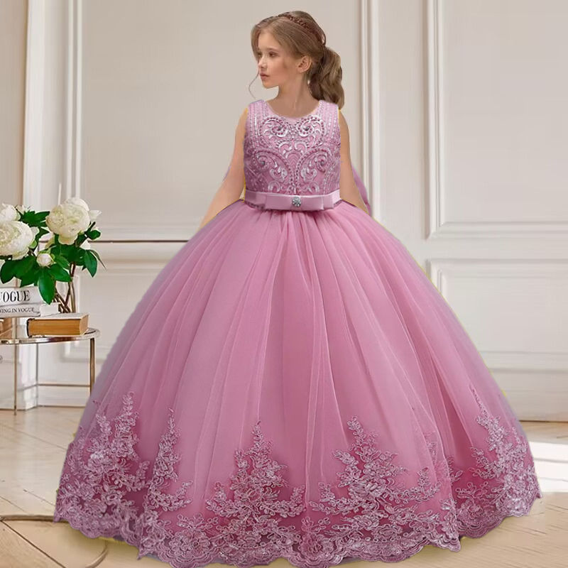 الصورة المصغرة: 2025 New Hot Selling Girl Party Dress Gorgeous Big Bow Graduation Ball Dress 4 6