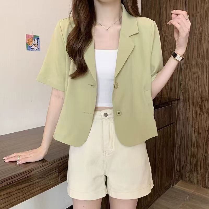 الصورة المصغرة: Short-sleeved Suit Jacket for Women Summer French 2025 Summer Thin Niche Casual 