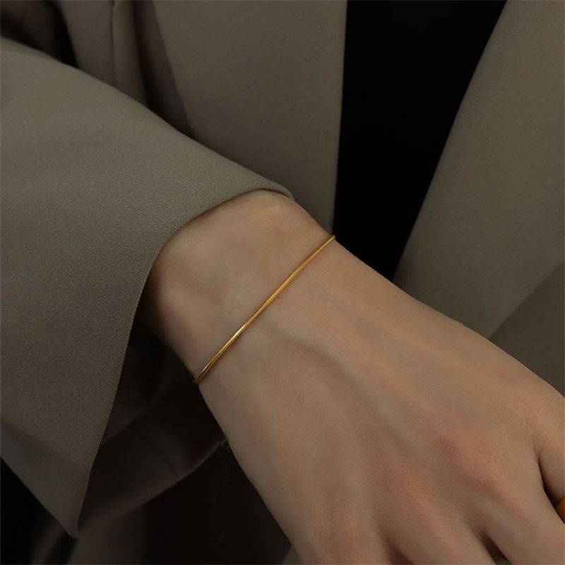 الصورة المصغرة: Couples Men Women Gold Color Bracelets for Women Stainless Steel Snake Link Chai