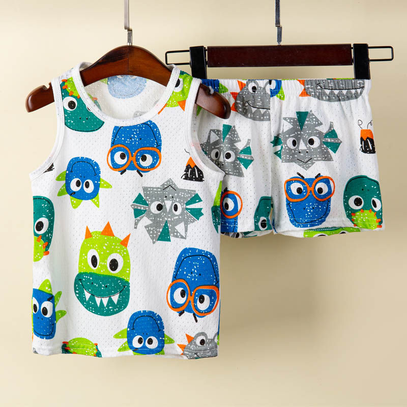 1 to 10 Years Summer Vest Boys Pajamas Sets Animal Cartoon Children's Dinosaur P