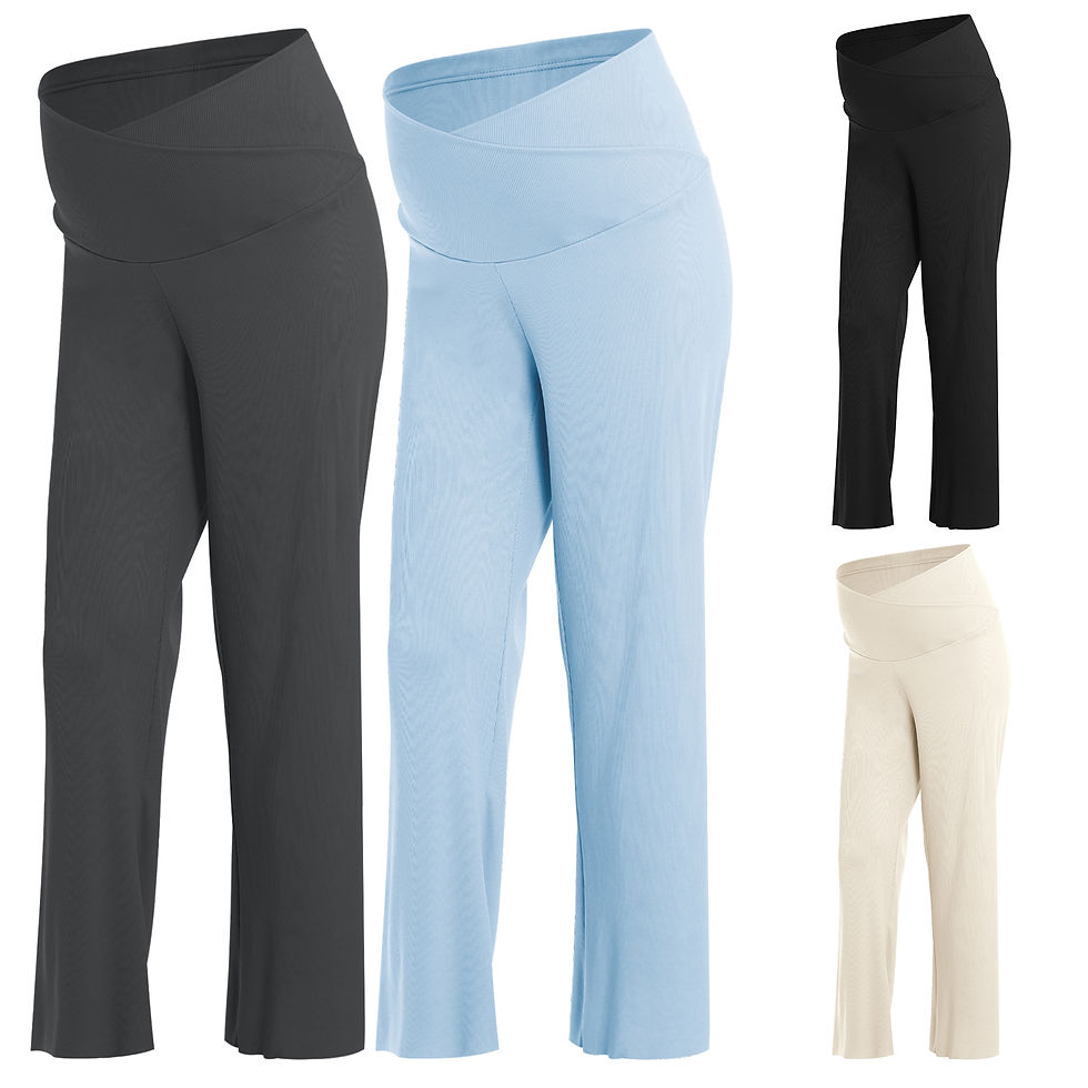 Thumbnail: Maternity Trousers Solid Color Adjustable Waistband Wide Leg Pants Summer Casual