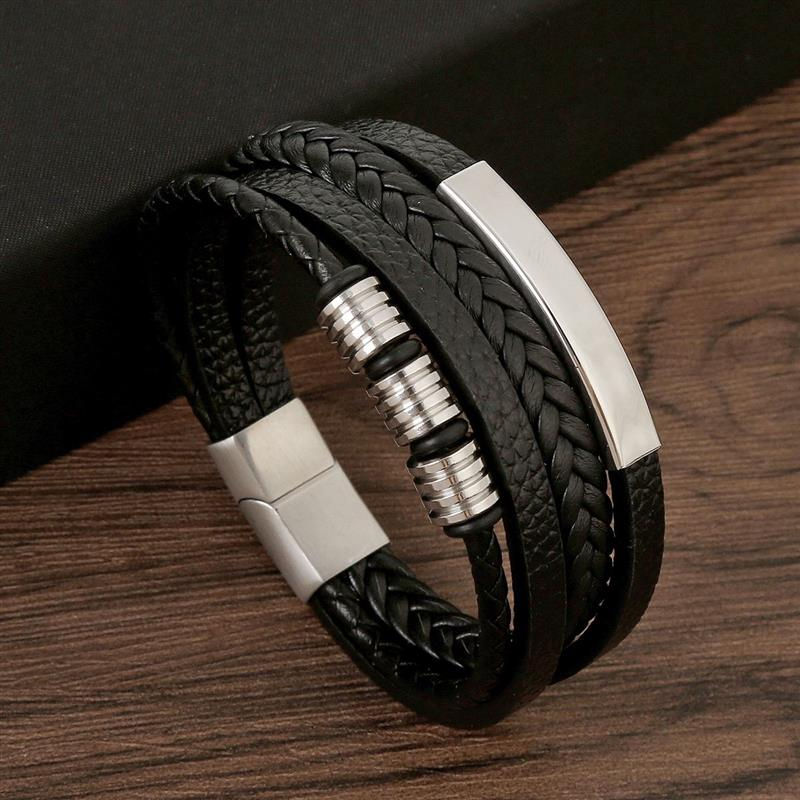 Thumbnail: Classic Men's Leather Bracelet New Style Hand-woven Multi-layer Combination Acce