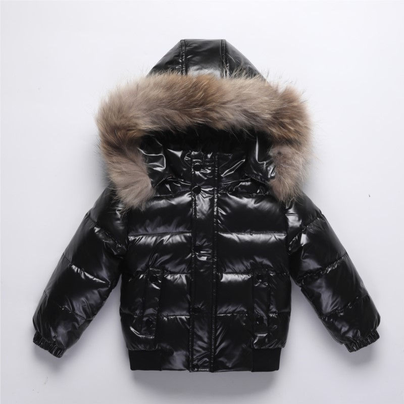 الصورة المصغرة: 2025 Winter Down Jacket For Girl Real Fur Waterproof Shiny Thicken Warm Boy Wint