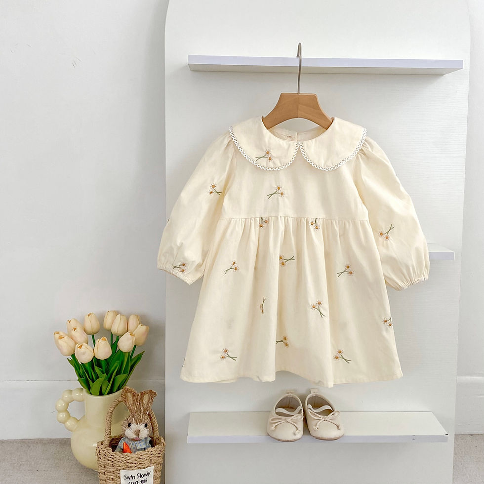 Spring Clothes Pastoral Baby Girls Dress Autumn Embroidery Cotton Floral Doll Dr