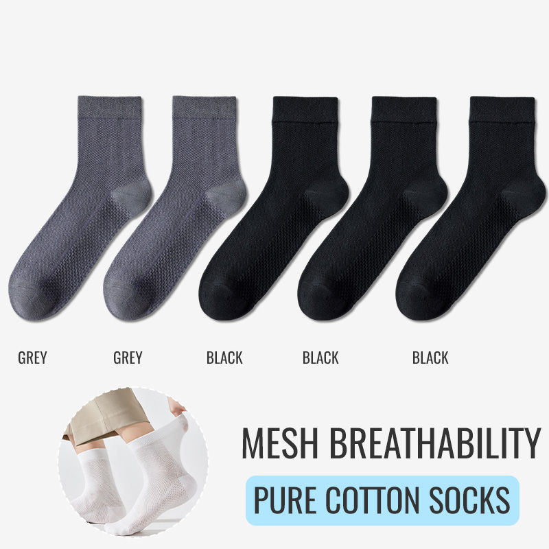 Thumbnail: MiiOW 100% Pure Cotton Socks Men Antibacterial Anti Odor Crew Socks Business Dre